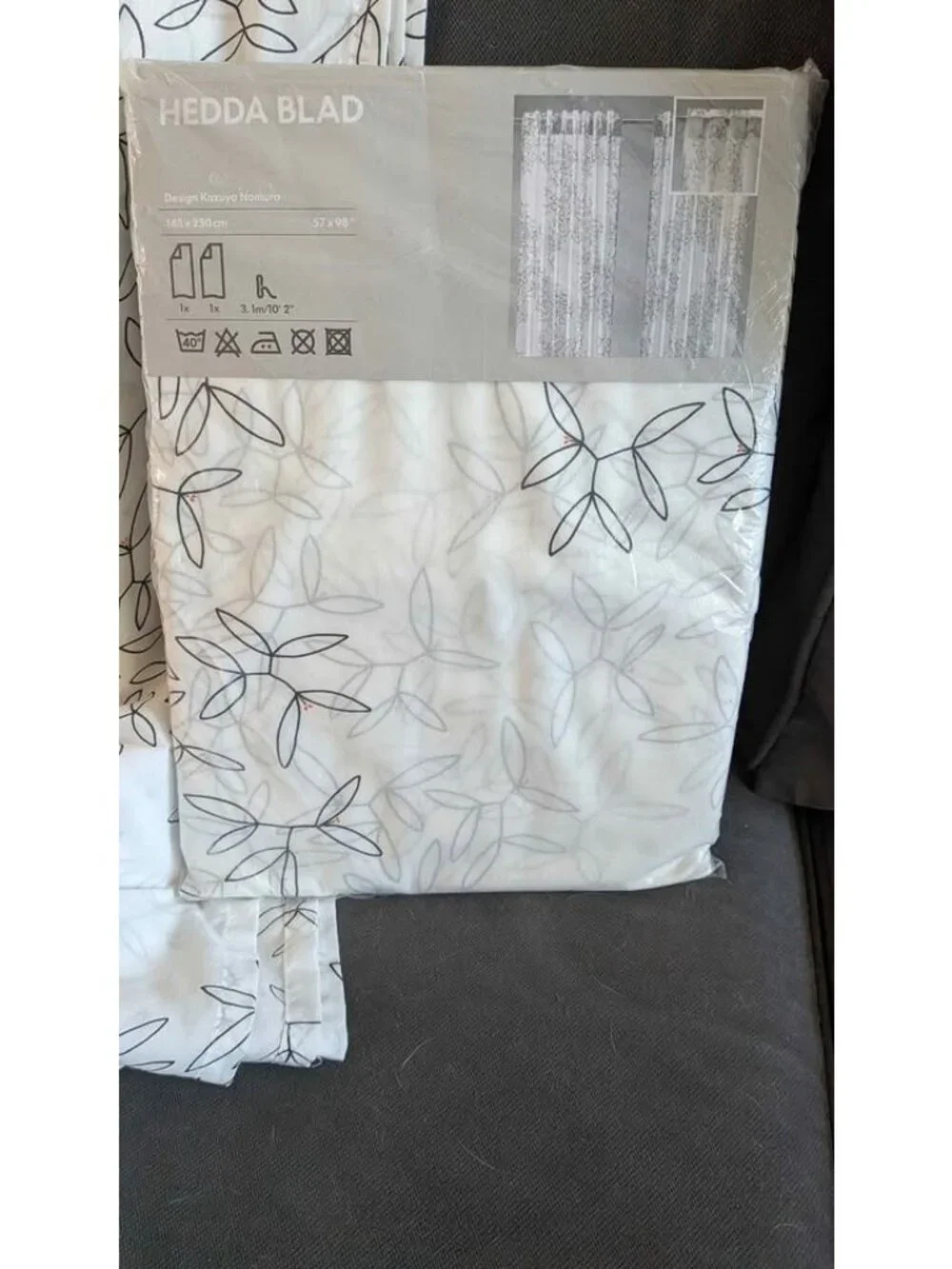 IKEA HEDDA BLAD Curtains panels black floral New
